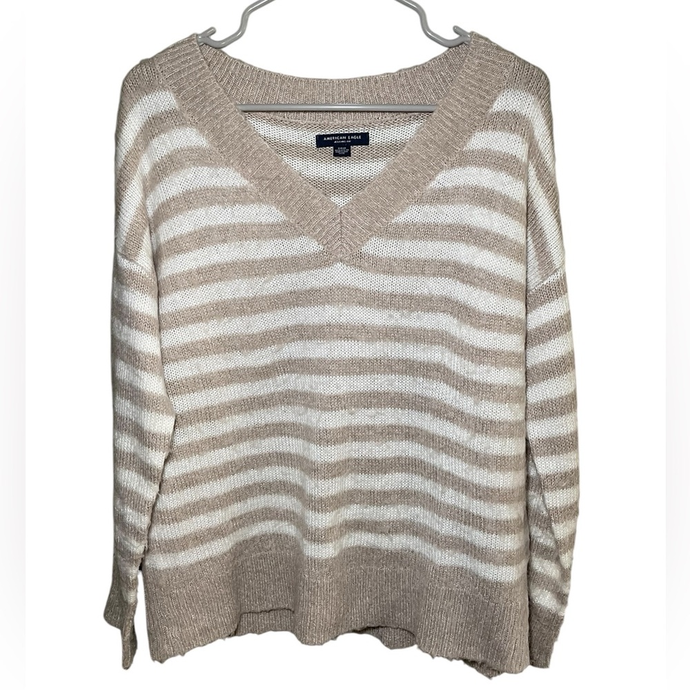 American Eagle Striped V-Neck Sweater